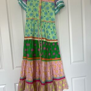 CELIAB small green and Pink Tiered Ruffled Sundress, excellent used condition!